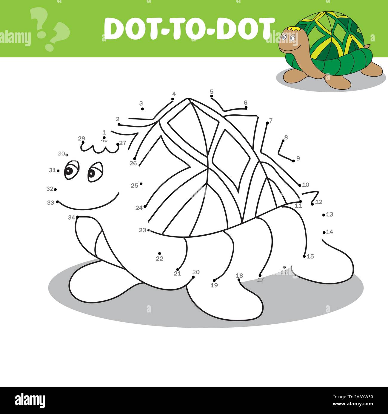 Collegare i puntini per disegnare l'animale gioco educativo per bambini turtle illustrazione vettoriale Illustrazione Vettoriale