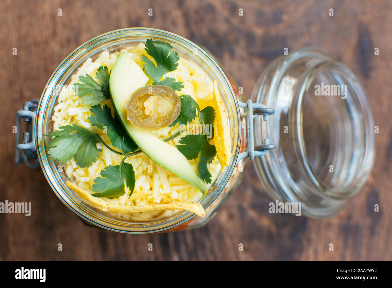 Taco insalata in un vaso. Foto Stock
