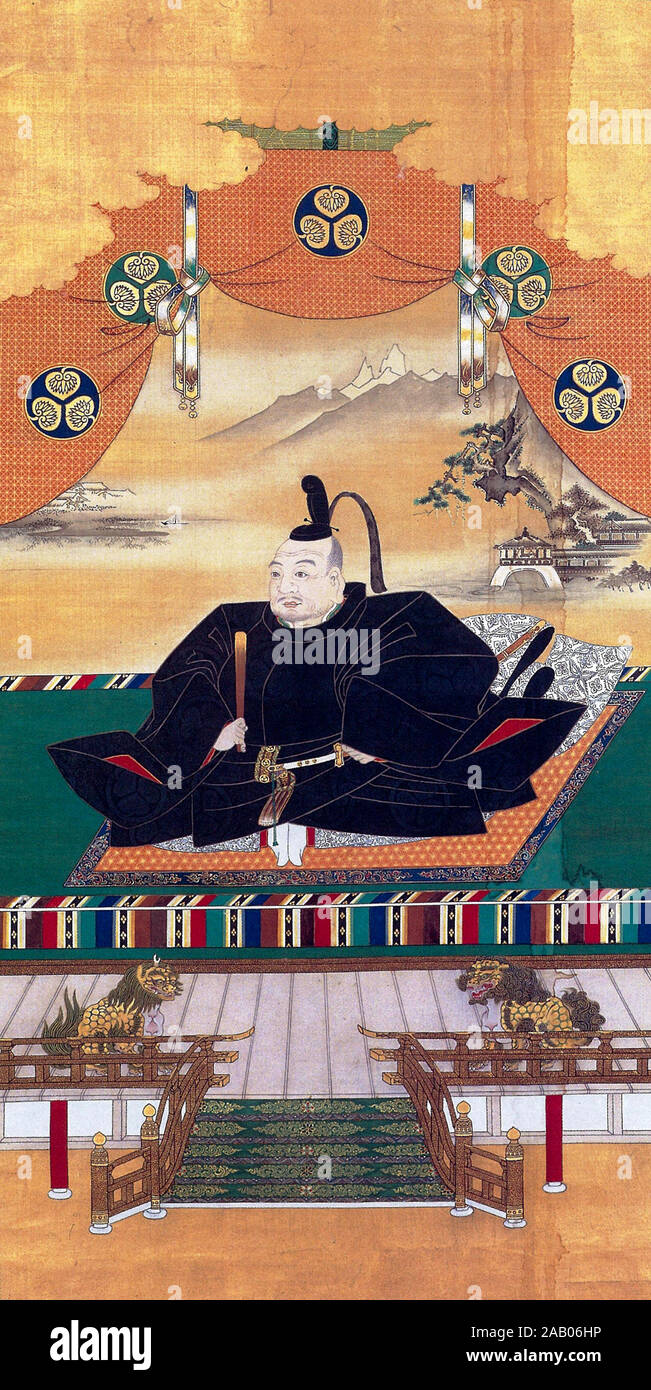 Tokugawa Ieyasu (1543 - 1616) fondatore e primo shōgun del Shogunato Tokugawa del Giappone, che effettivamente governata in Giappone dalla battaglia di Sekigahara nel 1600 fino alla Restaurazione Meiji nel 1868. Foto Stock