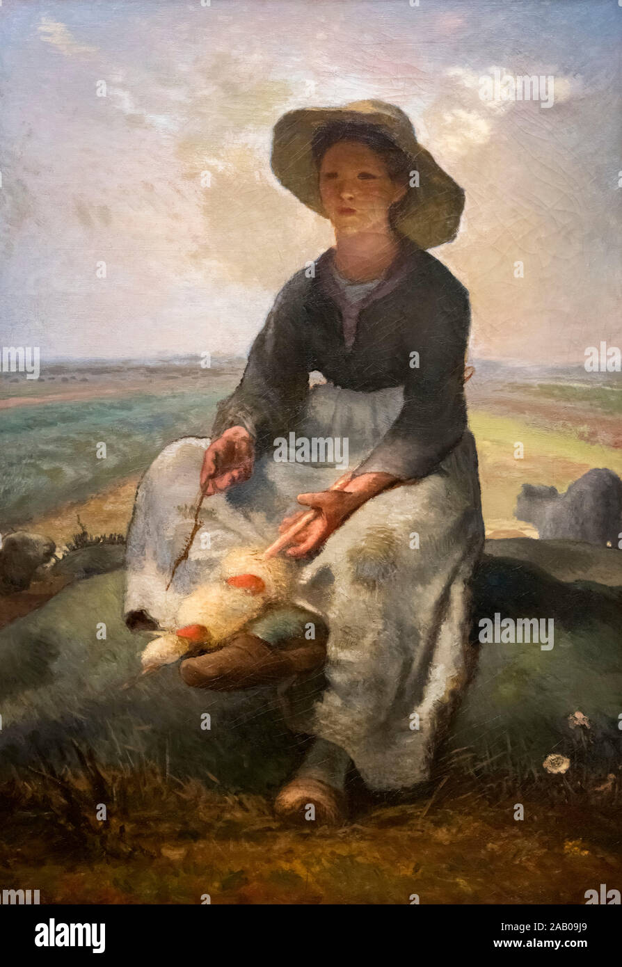 Giovane pastorella da Jean-Francois Millet (1814-1875), olio su tela, c.1870-73  Foto stock - Alamy