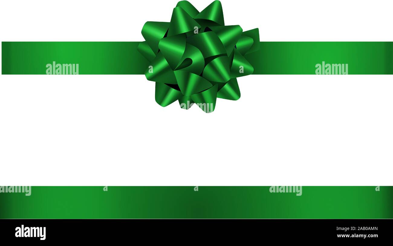 Arco verde e il nastro di inchiostro illustrazione per natale e decorazioni di compleanno Illustrazione Vettoriale