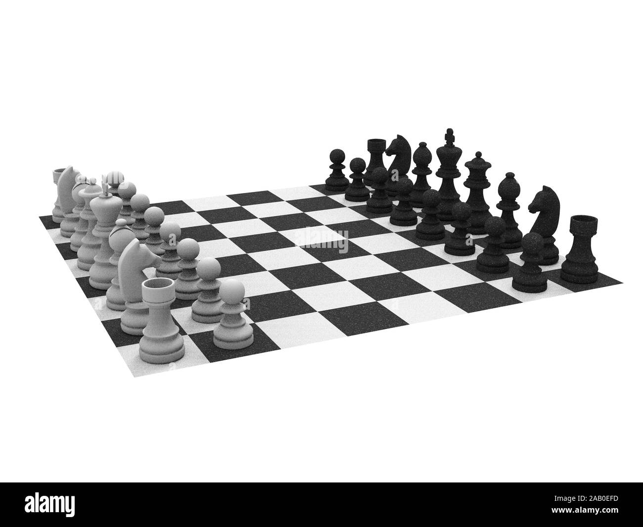 3d scheda di scacchi bianchi e neri chrome scheda su sfondo bianco 3d illustrazione Foto Stock