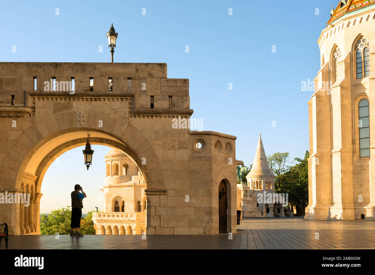 Feshermen il bastione di vista, persona di scattare una foto Foto Stock
