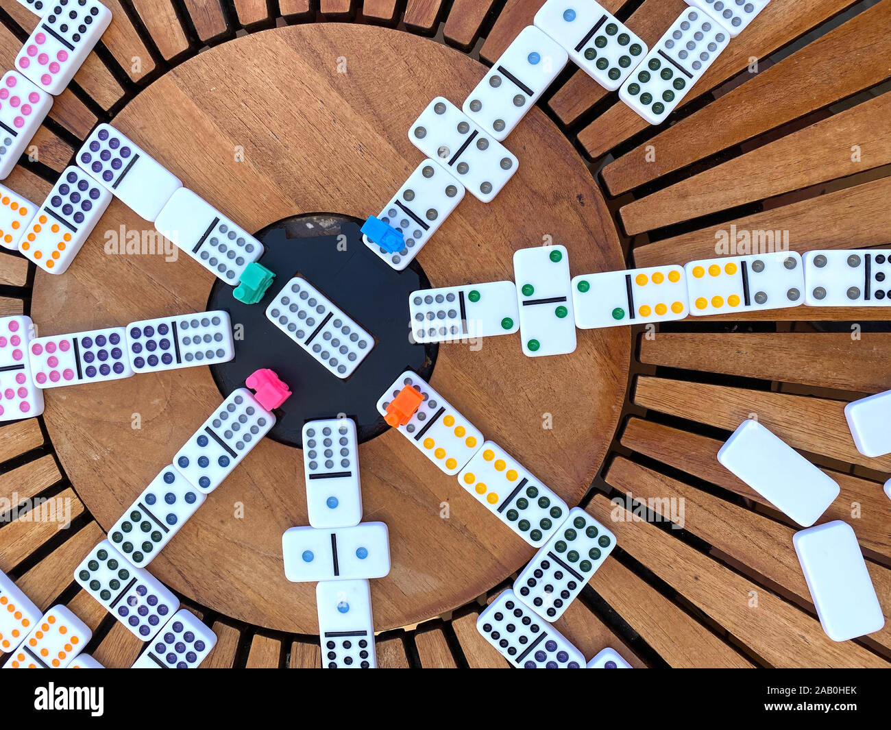 Domino - riproduzione di treni messicana. Foto: Tony Gale Foto Stock