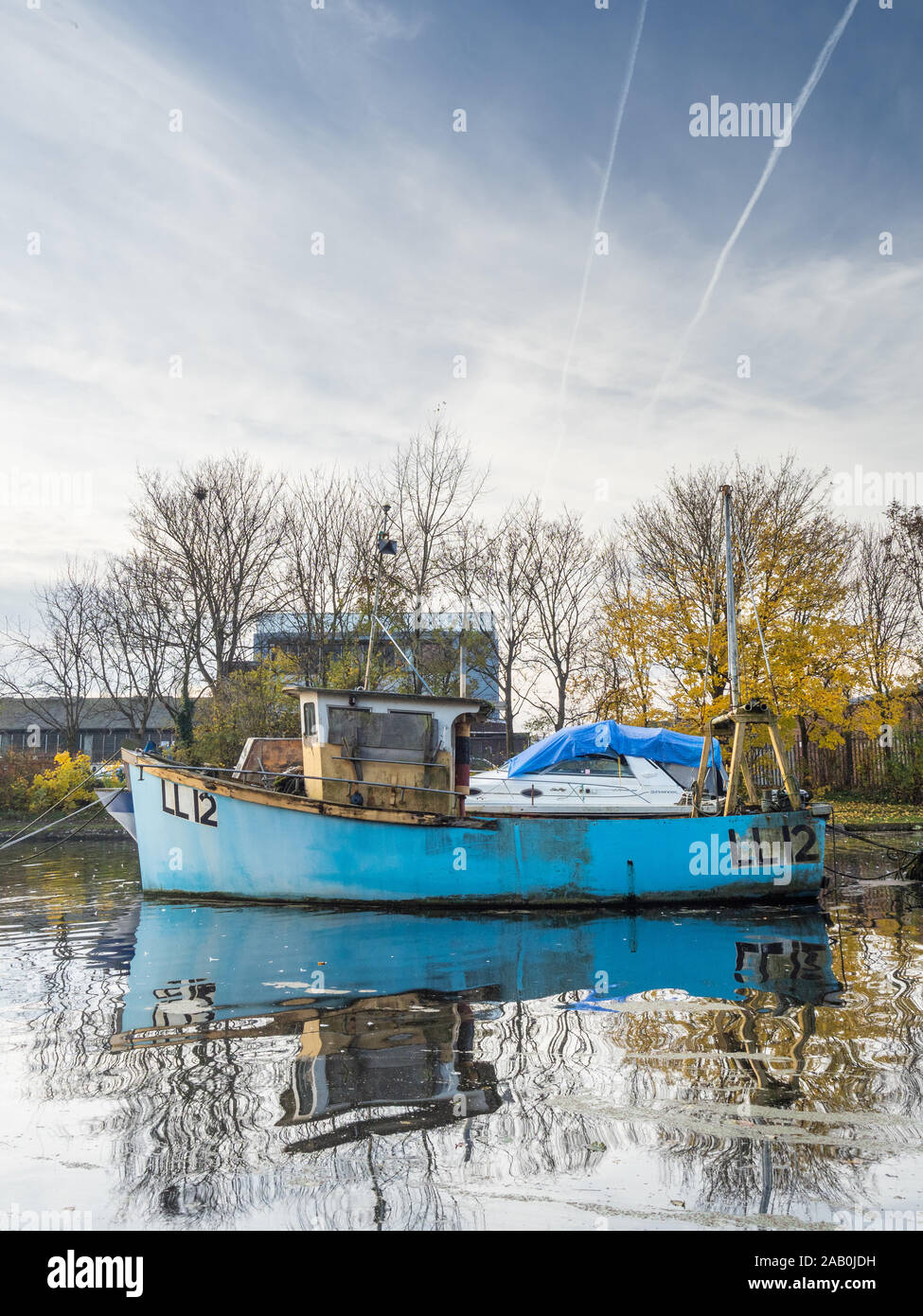 Barche a Spike Island Marina in Wdnes, Cheshire Foto Stock