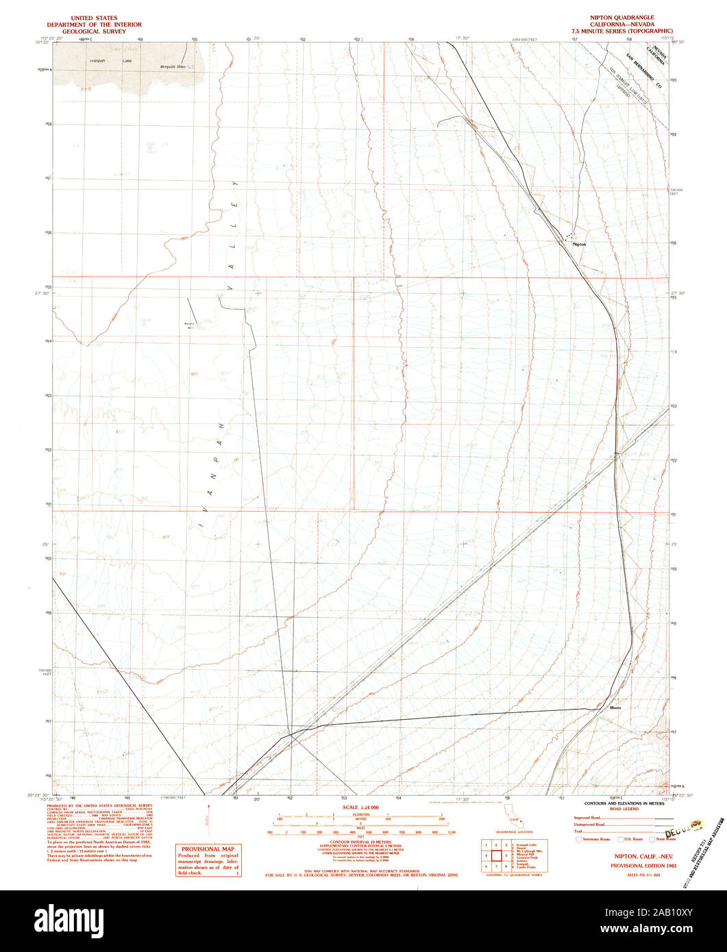 USGS TOPO Map Nevada NV Nipton 319664 1983 24000 Restauro Foto Stock
