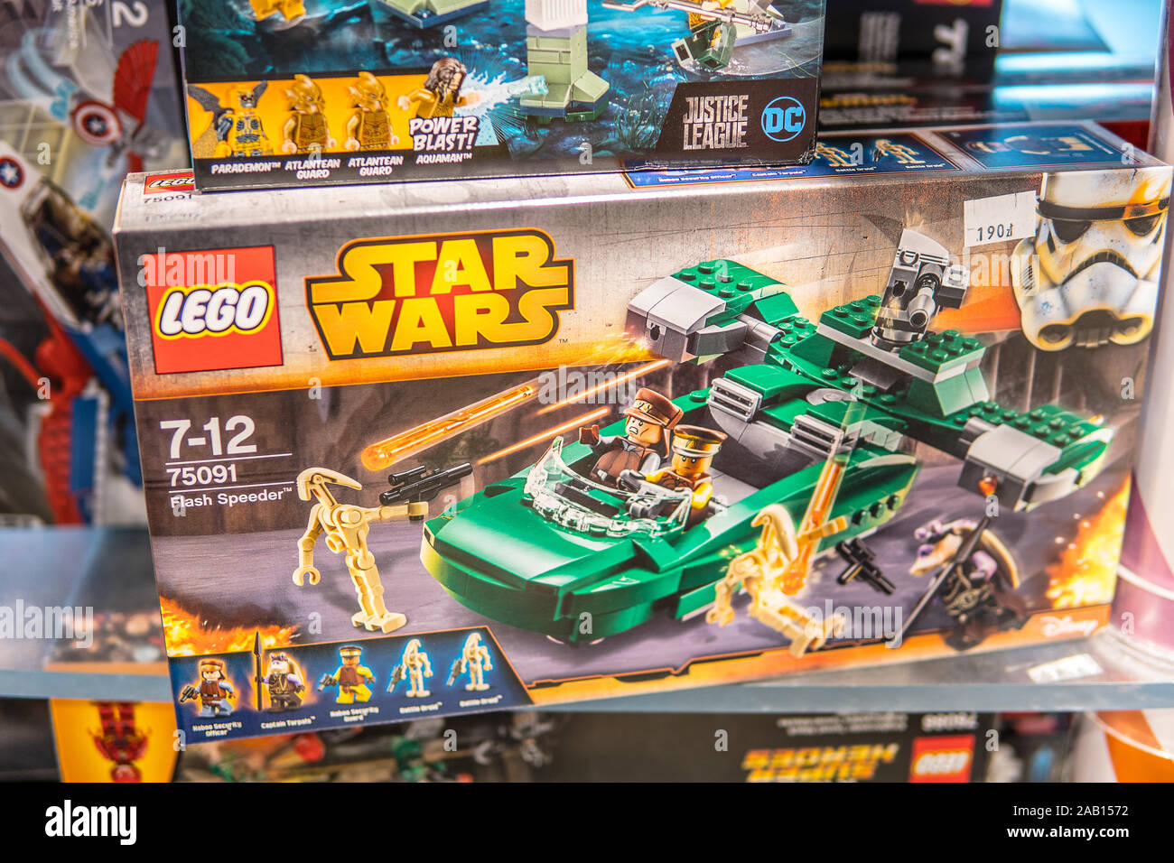 Lego Star Wars Flash Speeder, Disney, per i bambini con età 7-12, 75091, la casella sul display il negozio per la vendita Foto Stock