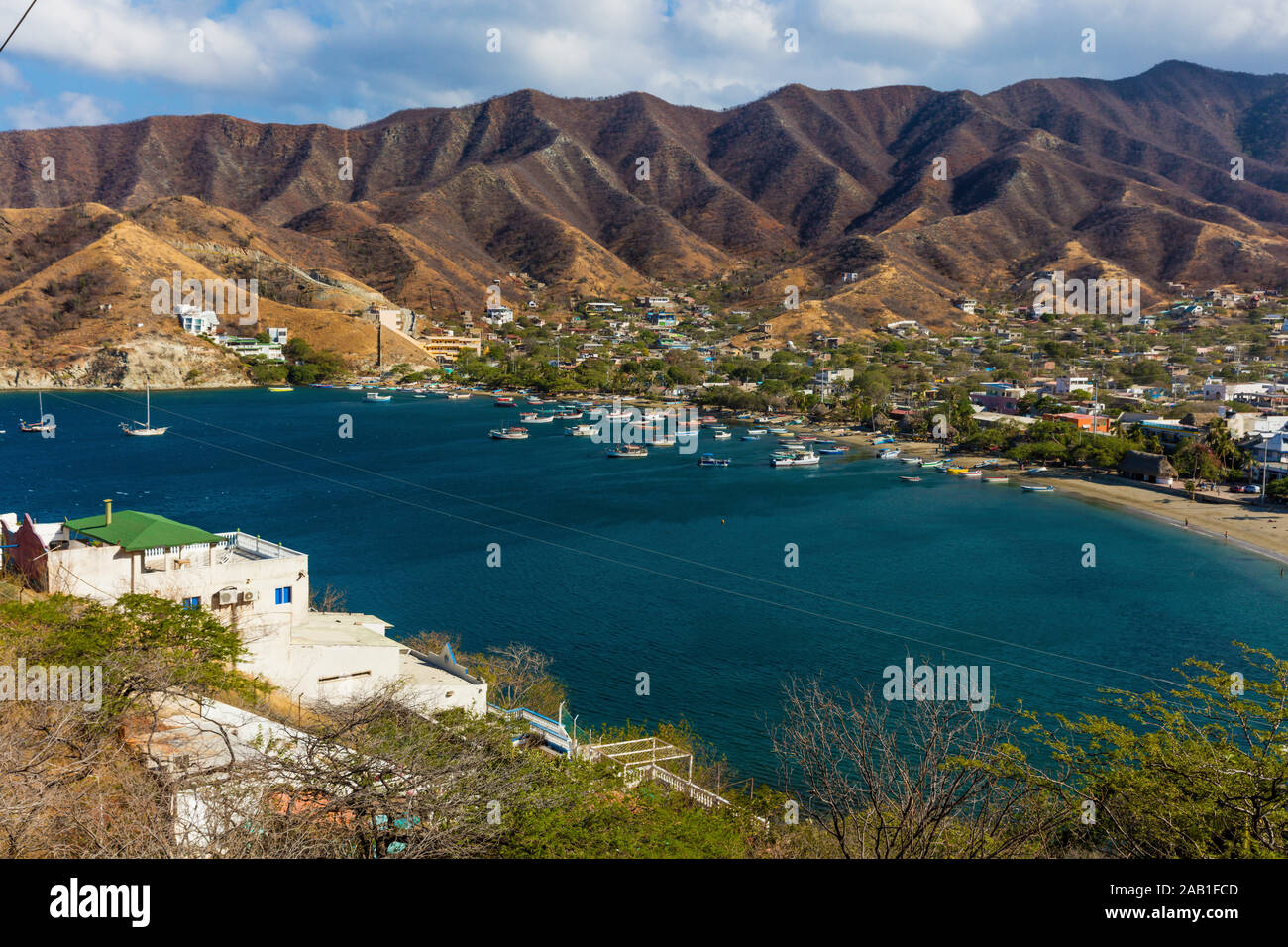 Skyline Taganga cityscape Magdalena in Colombia Sud America Foto Stock