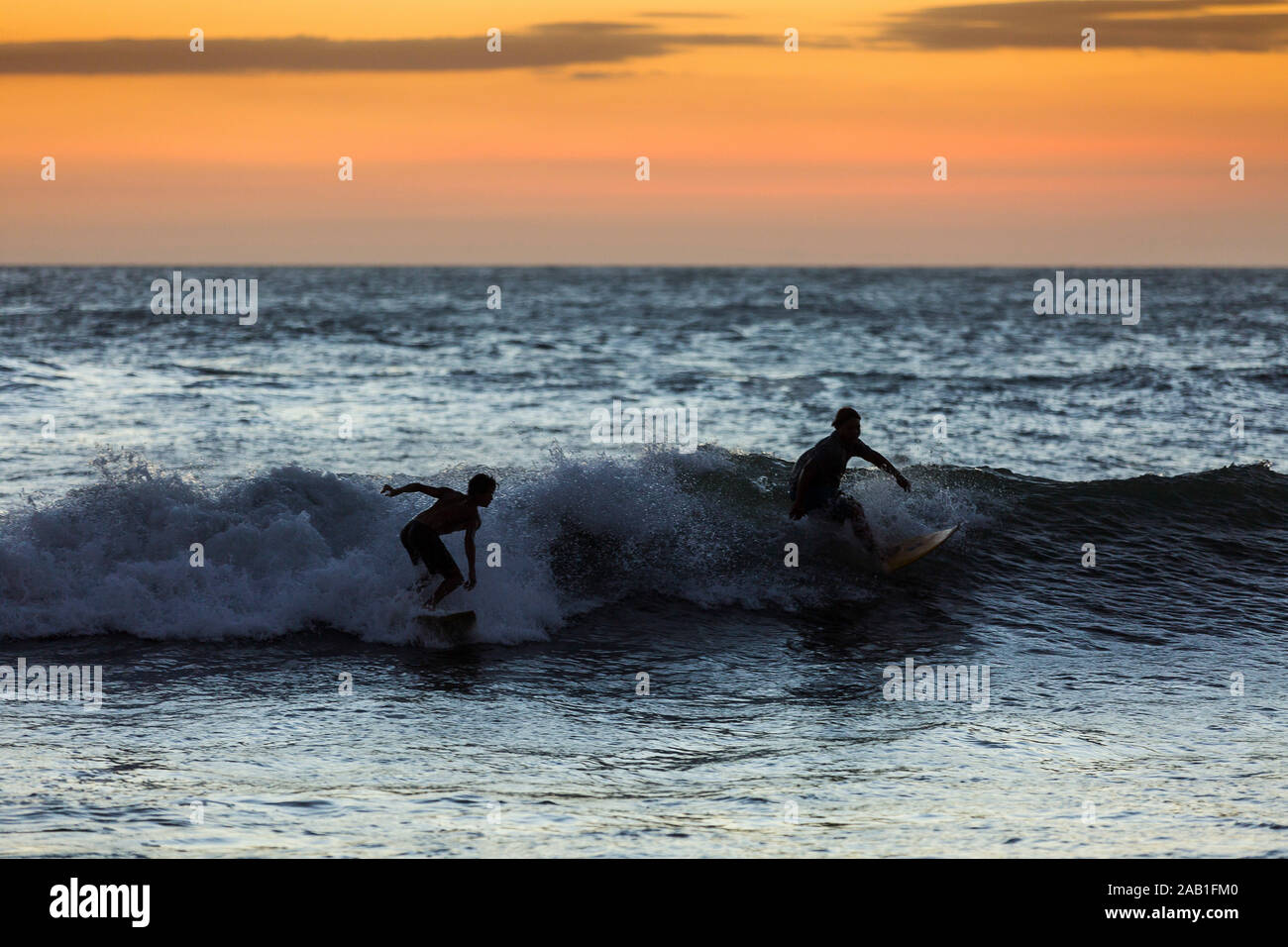 Las Penitas spiaggia al tramonto in Léon Nicaragua Foto Stock