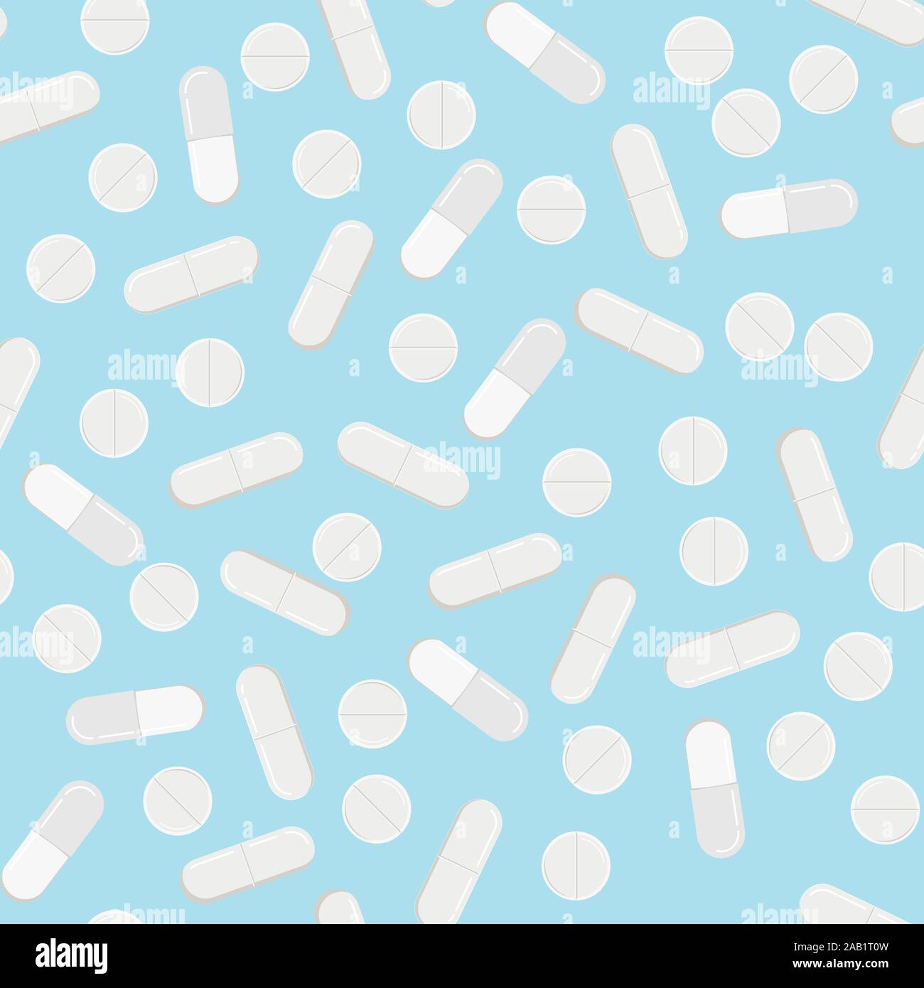 Pillole medicinali vettore design piatto seamless pattern. Illustrazione Vettoriale