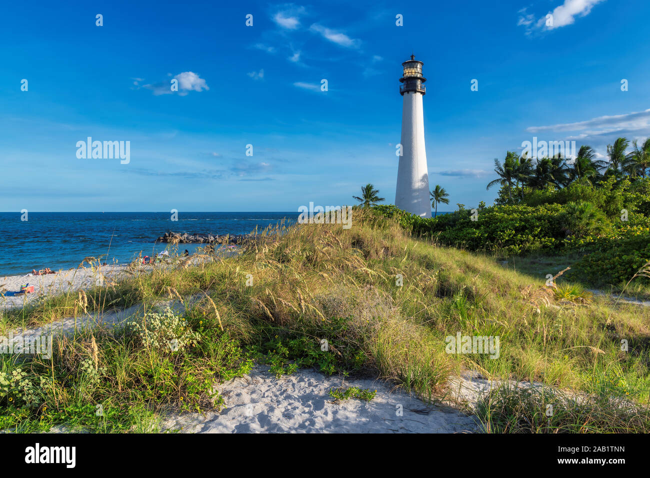 Faro sulla spiaggia in Florida in Cape Florida Lighthouse Foto Stock