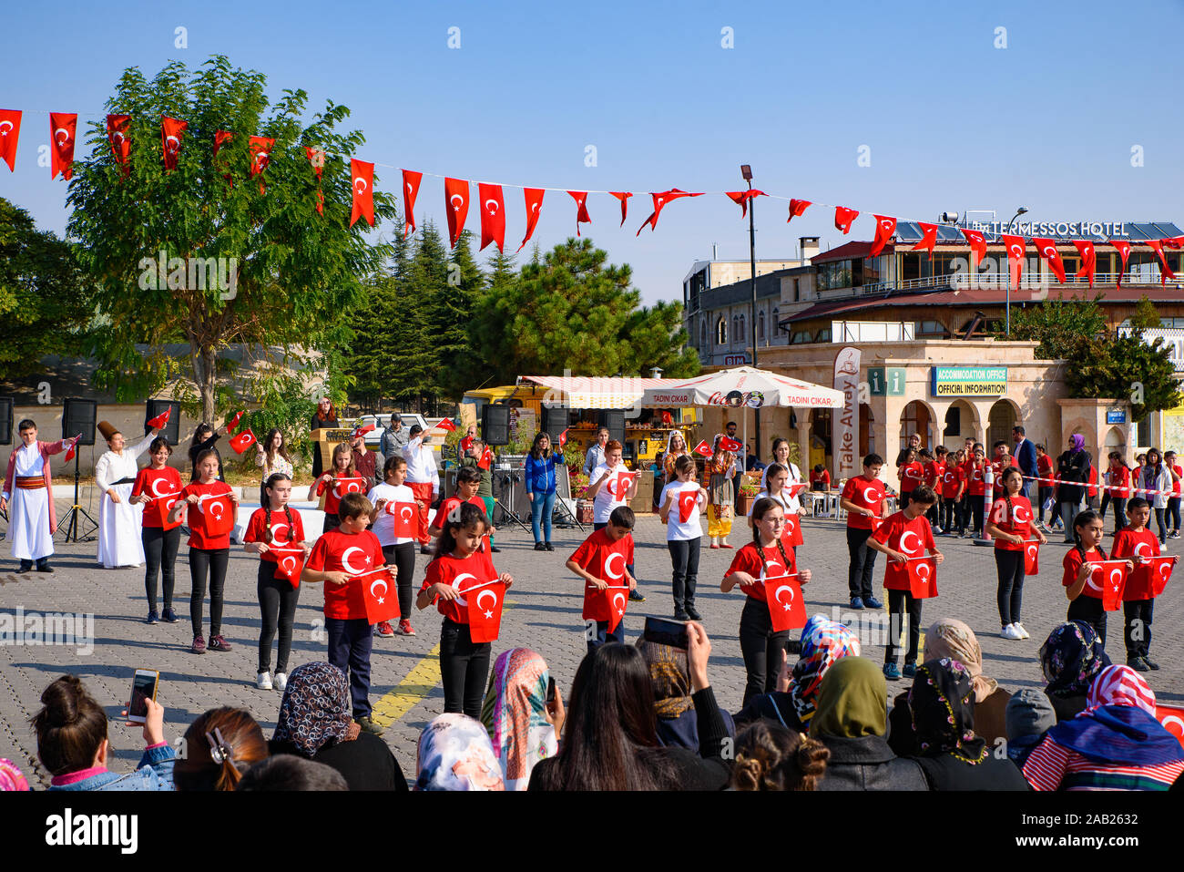 Celebrazione per il giorno della Repubblica di Turchia in Göreme, Cappadocia Foto Stock