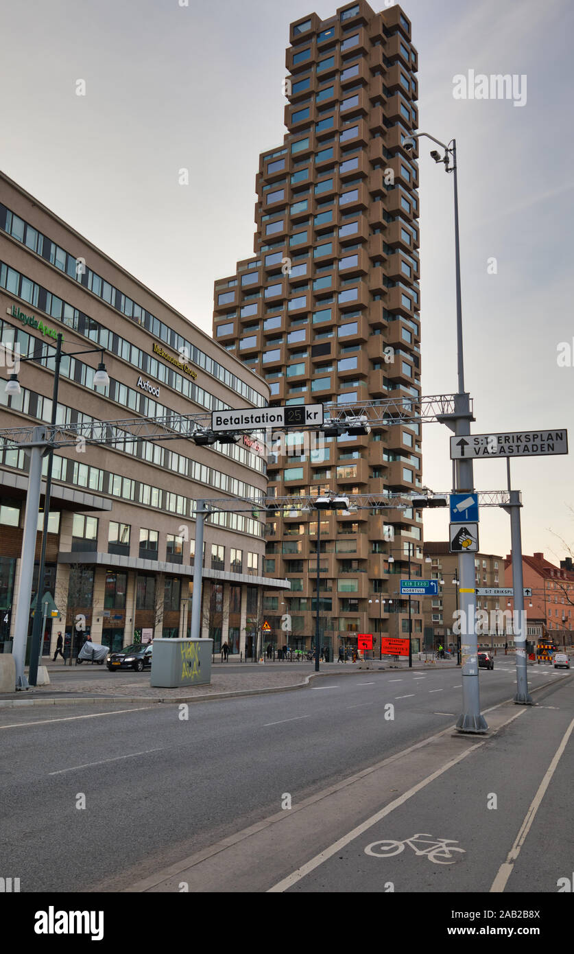 Norra Tornen grattacielo, Vasastaden, Norrmalm, Stoccolma, Svezia Foto Stock