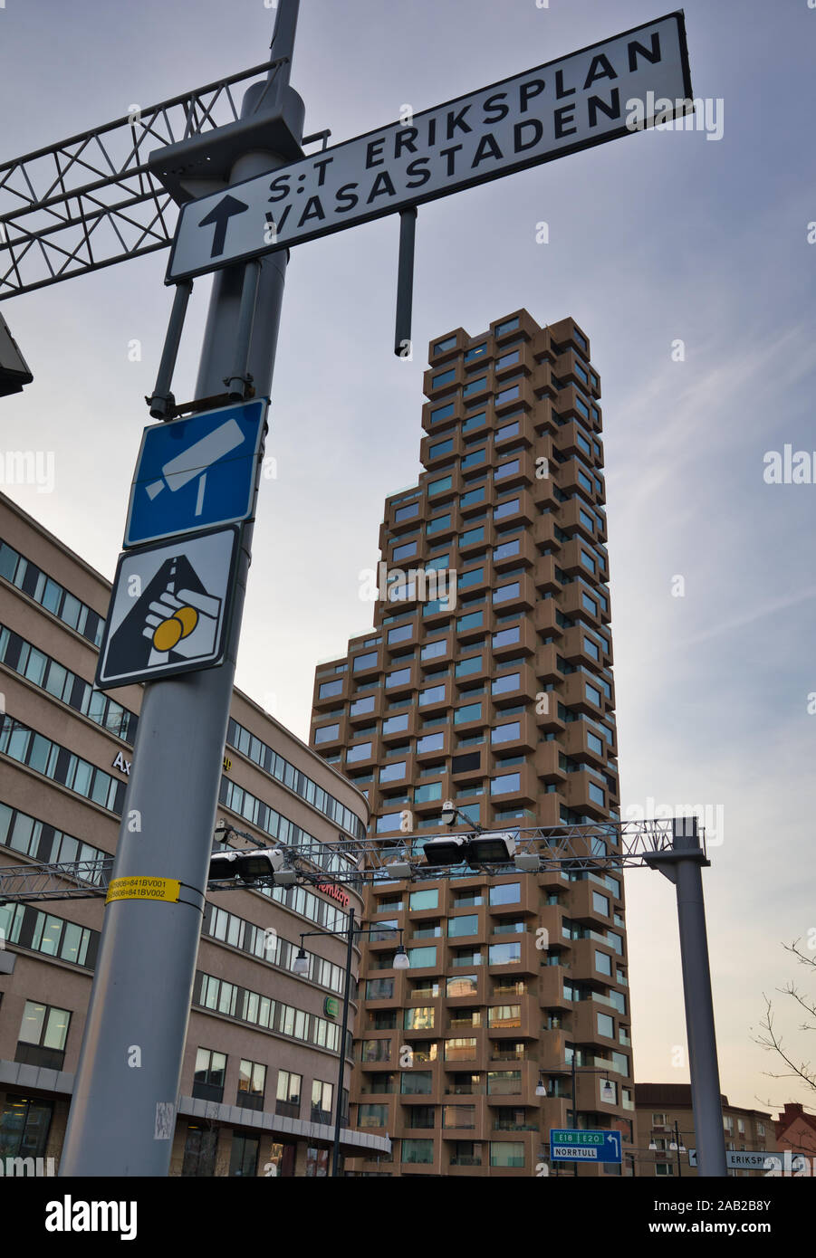 Norra Tornen grattacielo, Vasastaden, Norrmalm, Stoccolma, Svezia Foto Stock