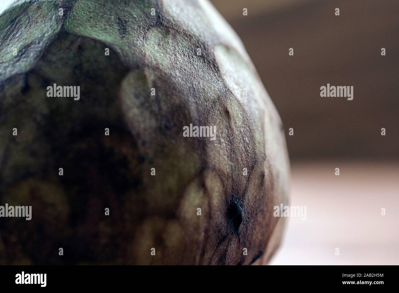 Macro shot di annona frutto da vicino (zucchero apple, anone, cherimoya, Annonaceae famiglia). I dolci di frutta tropicale è una buona fonte di vitamina C Foto Stock