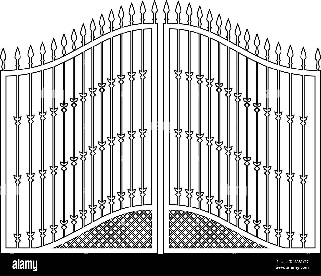 Forgiato icona cancelli profilo colore nero illustrazione vettoriale stile piatto semplice immagine Illustrazione Vettoriale