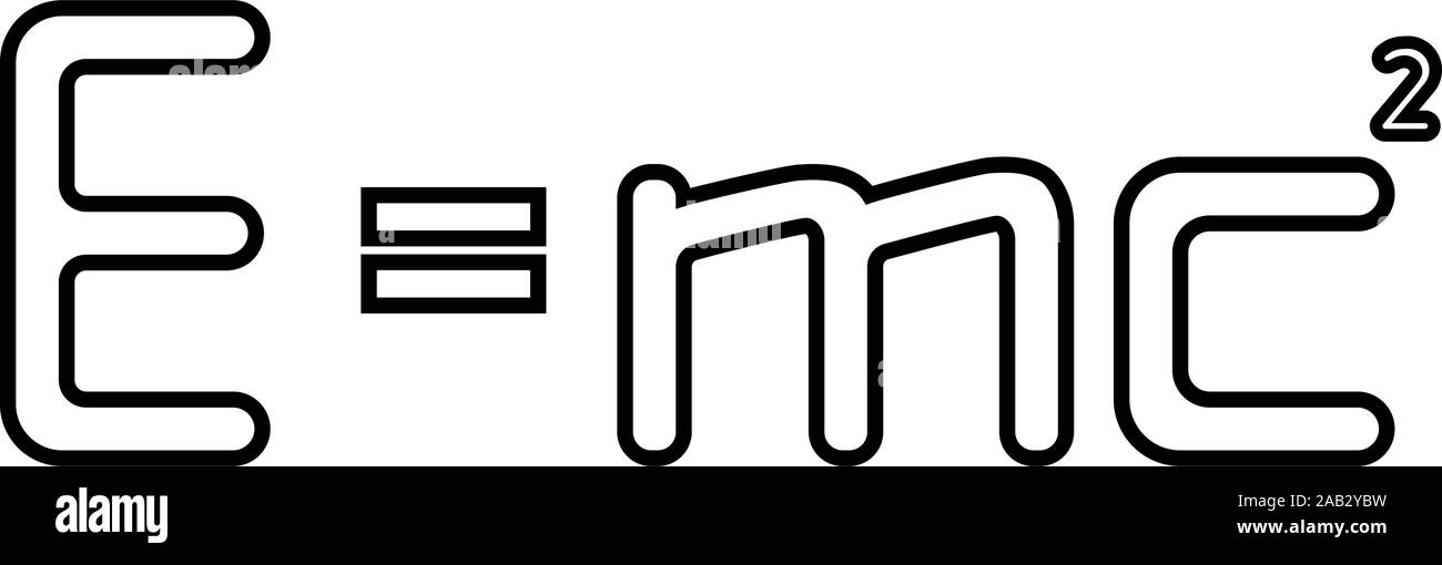 E=mc squadrato formula energia legge fisica E=mc? Segno uguale e mc 2 Istruzione concetto teoria della relatività icona profilo colore nero illustrazione vettoriale Illustrazione Vettoriale