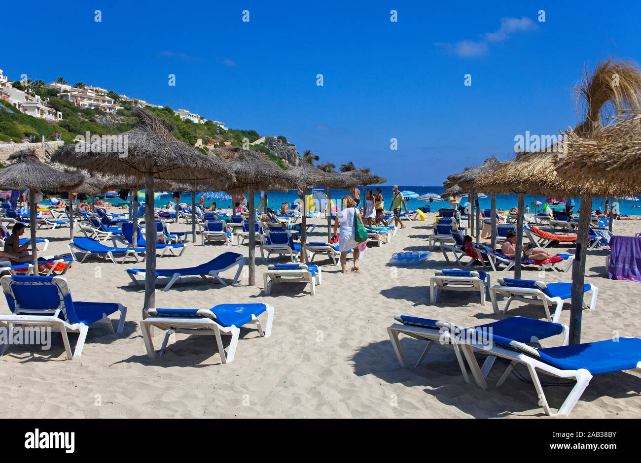 Spiaggia Cala Romantica a Porto Christo, Manacor, Maiorca, isole Baleari, Spagna Foto Stock