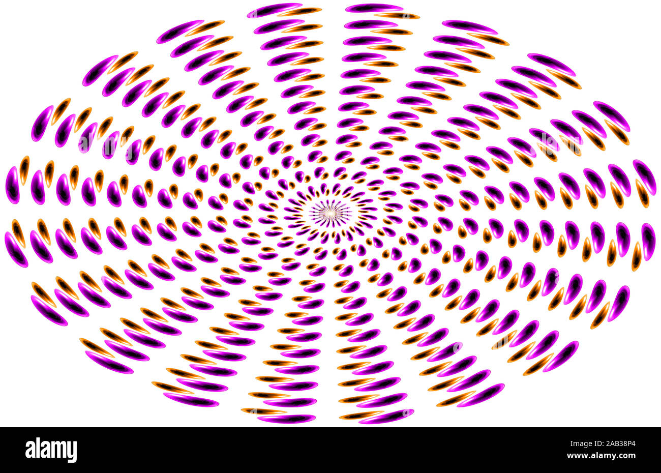 Sfondo astratto, forme ovali in viola e marrone su uno sfondo bianco che spaziano dal centro Foto Stock