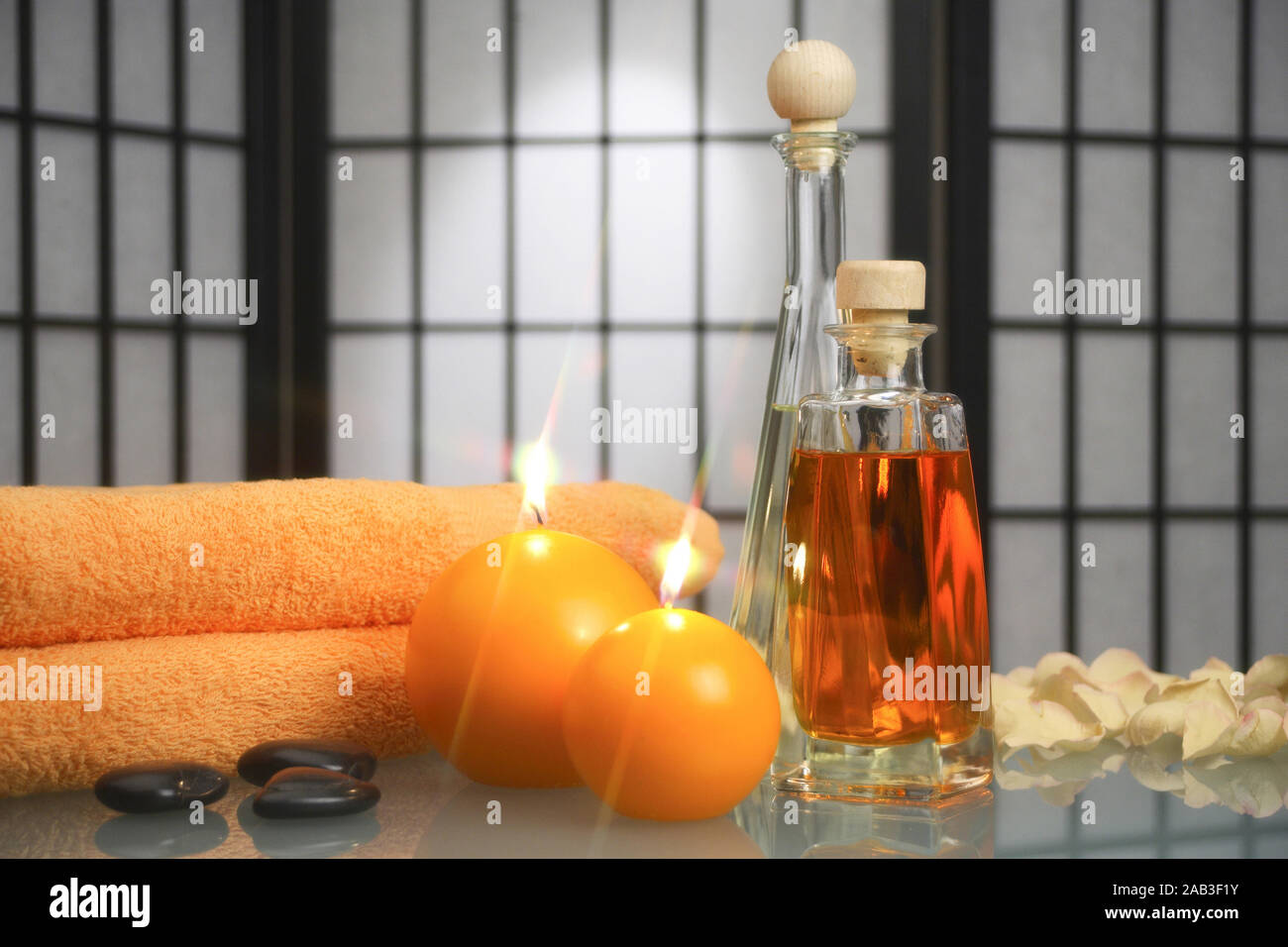 Badeoel und Massageoel Foto Stock