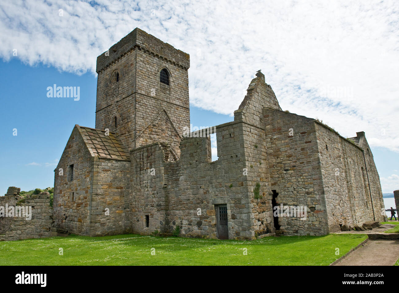 Rovine di Inchcolm Abbey. Situato sull isola di Inchcolm nel Firth of Forth, Scozia Foto Stock
