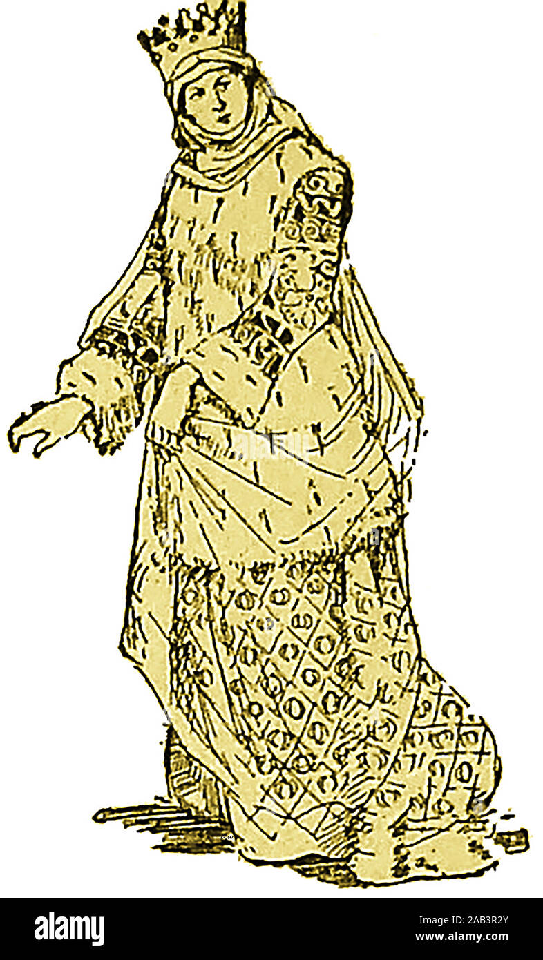 Un inizio di scuola di illustrazione del libro di Eleonora di Aquitania (1122-1204), regina consorte di Francia (1137-1152) e Inghilterra (1154-1189). Ella fu soprannominato chrysopous significato bordo dorato dalla tela di oro che decorate e orlata suo accappatoio Foto Stock