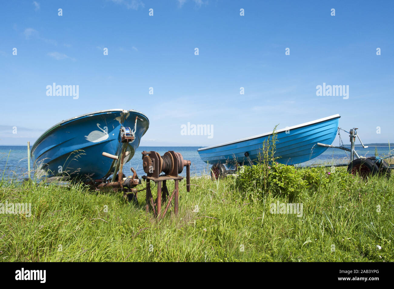 Fischerboote am Strand von Himmark |barche di pescatori sulla spiaggia di Himmark| Foto Stock