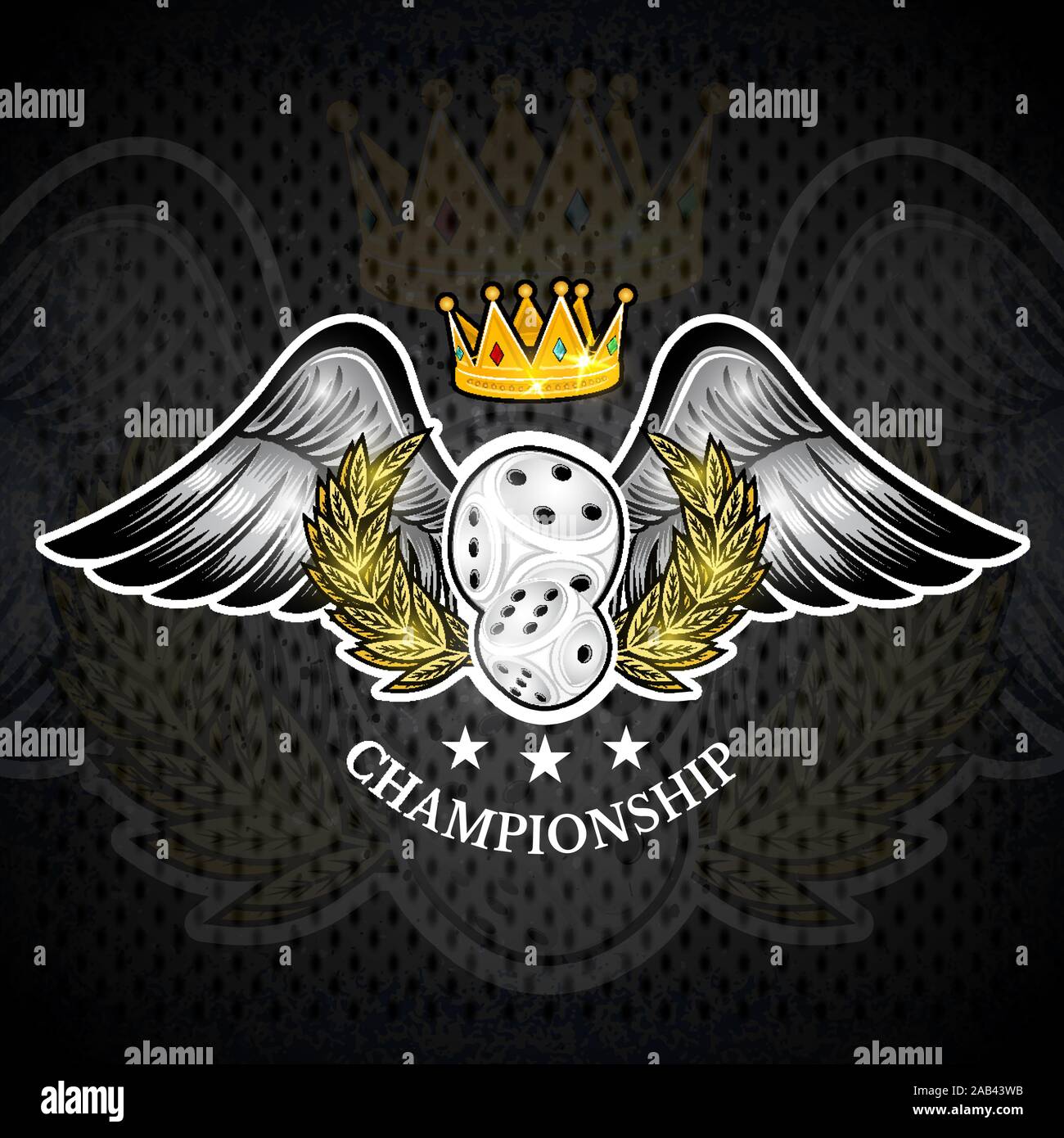 Coppia di piastrine con la corona tra la ghirlanda dorata con ali sulla  lavagna. Sport logo per qualsiasi dei giochi d'azzardo o giochi da tavolo  Immagine e Vettoriale - Alamy
