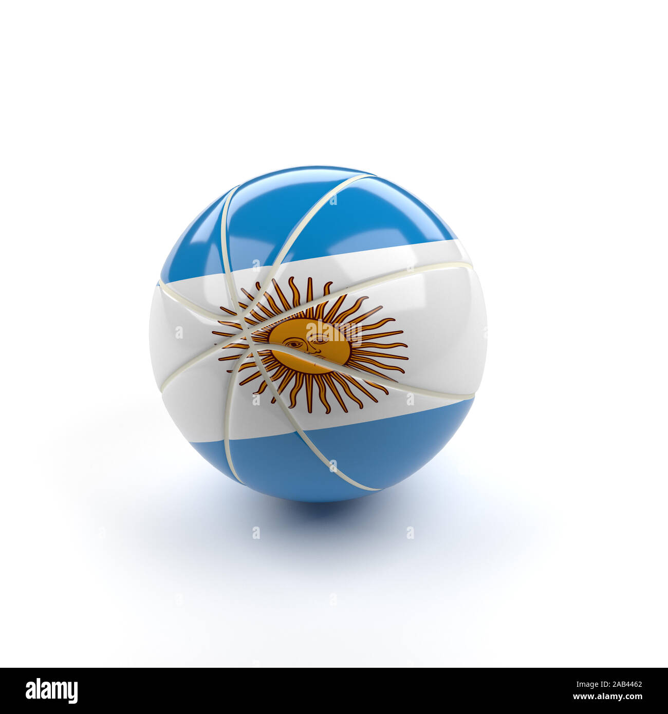 Baketball lucida con la bandiera dell'Argentina, rendering 3D Foto Stock