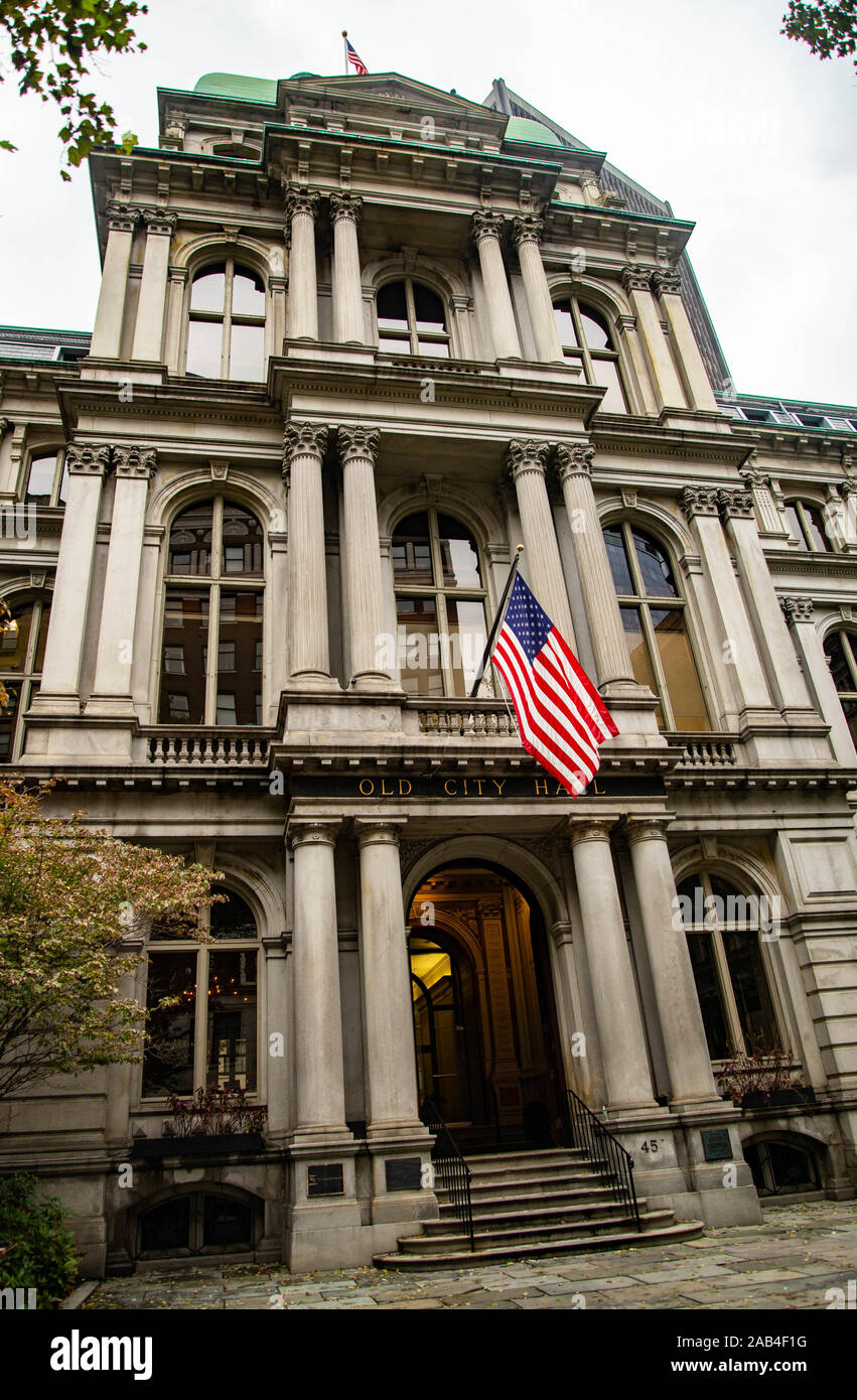 Boston vecchio municipio edificio in Massachusetts, STATI UNITI D'AMERICA Foto Stock