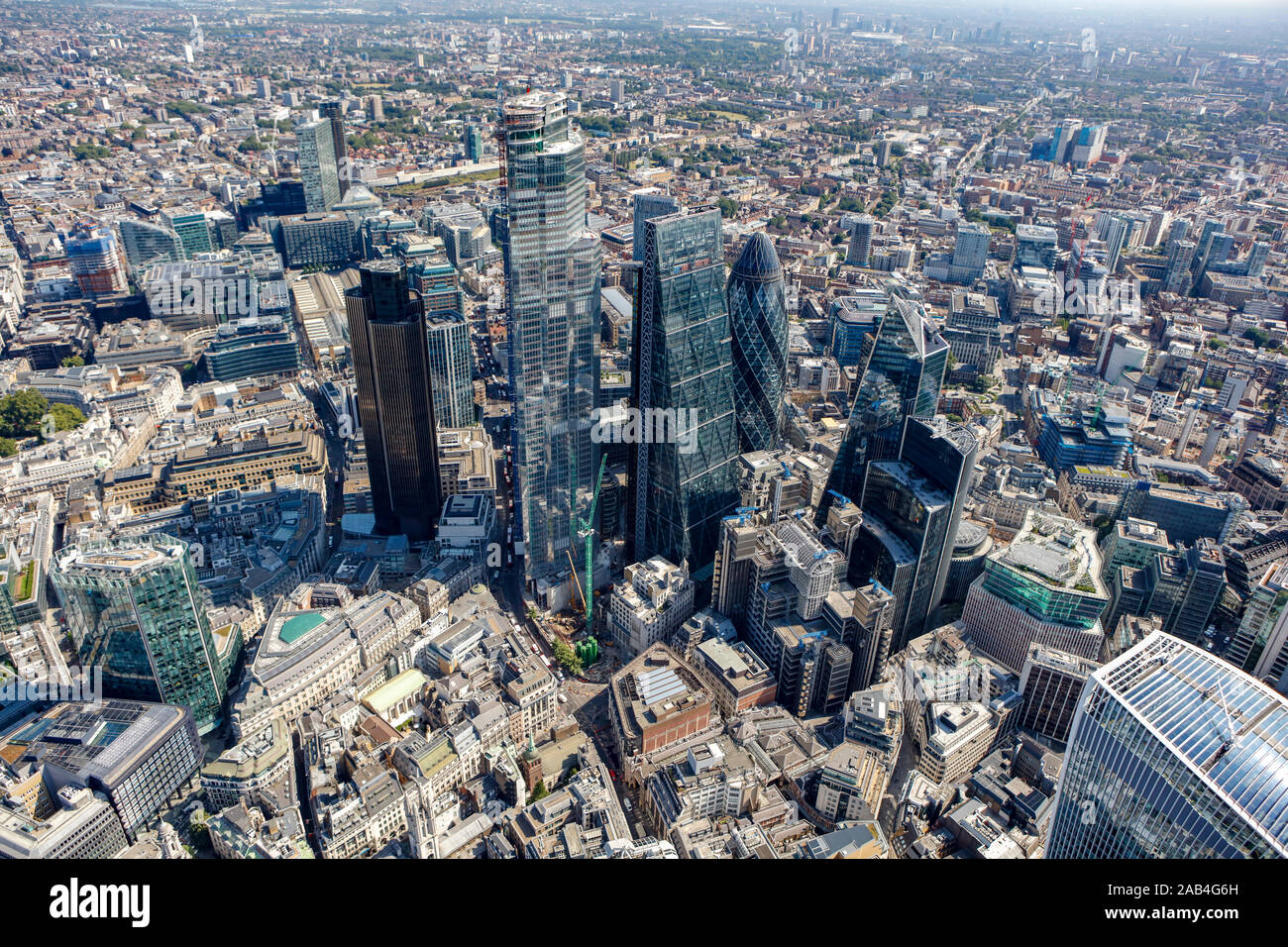 Veduta aerea del quartiere finanziario, Londra, Regno Unito Foto Stock