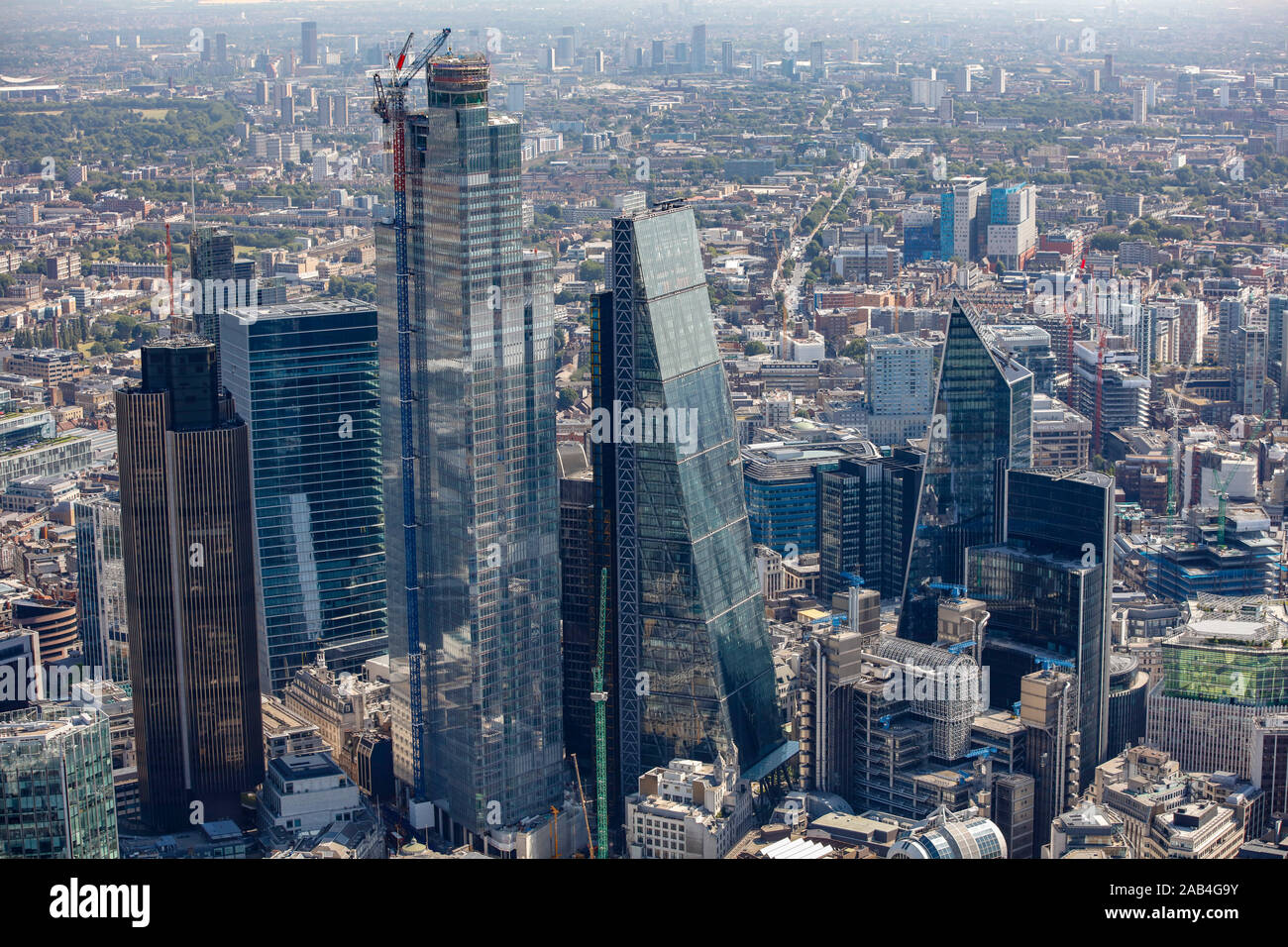 Veduta aerea del quartiere finanziario, Londra, Regno Unito Foto Stock