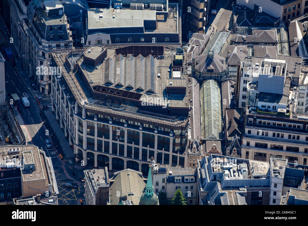 Vista aerea del mercato Leadenhall, Londra, Regno Unito Foto Stock