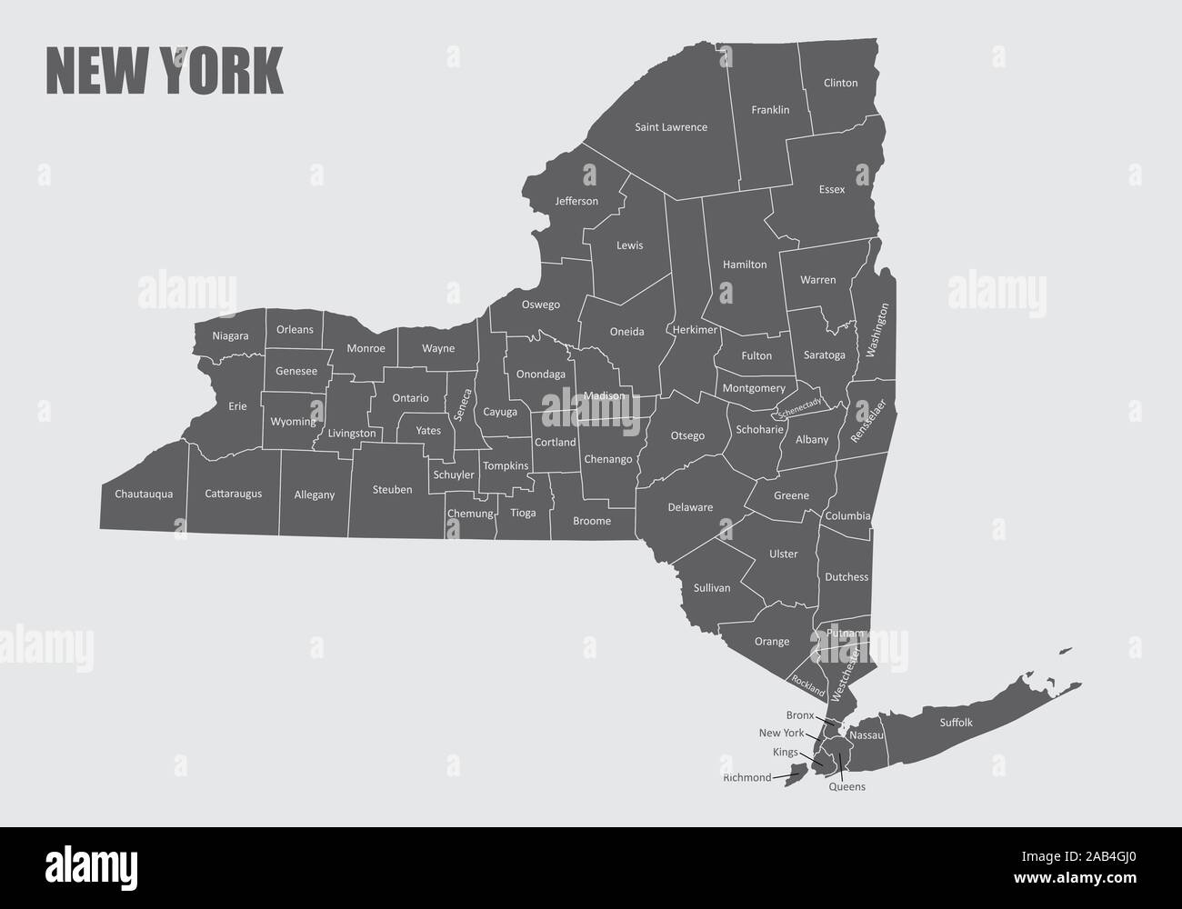 New York e la sua contee Illustrazione Vettoriale