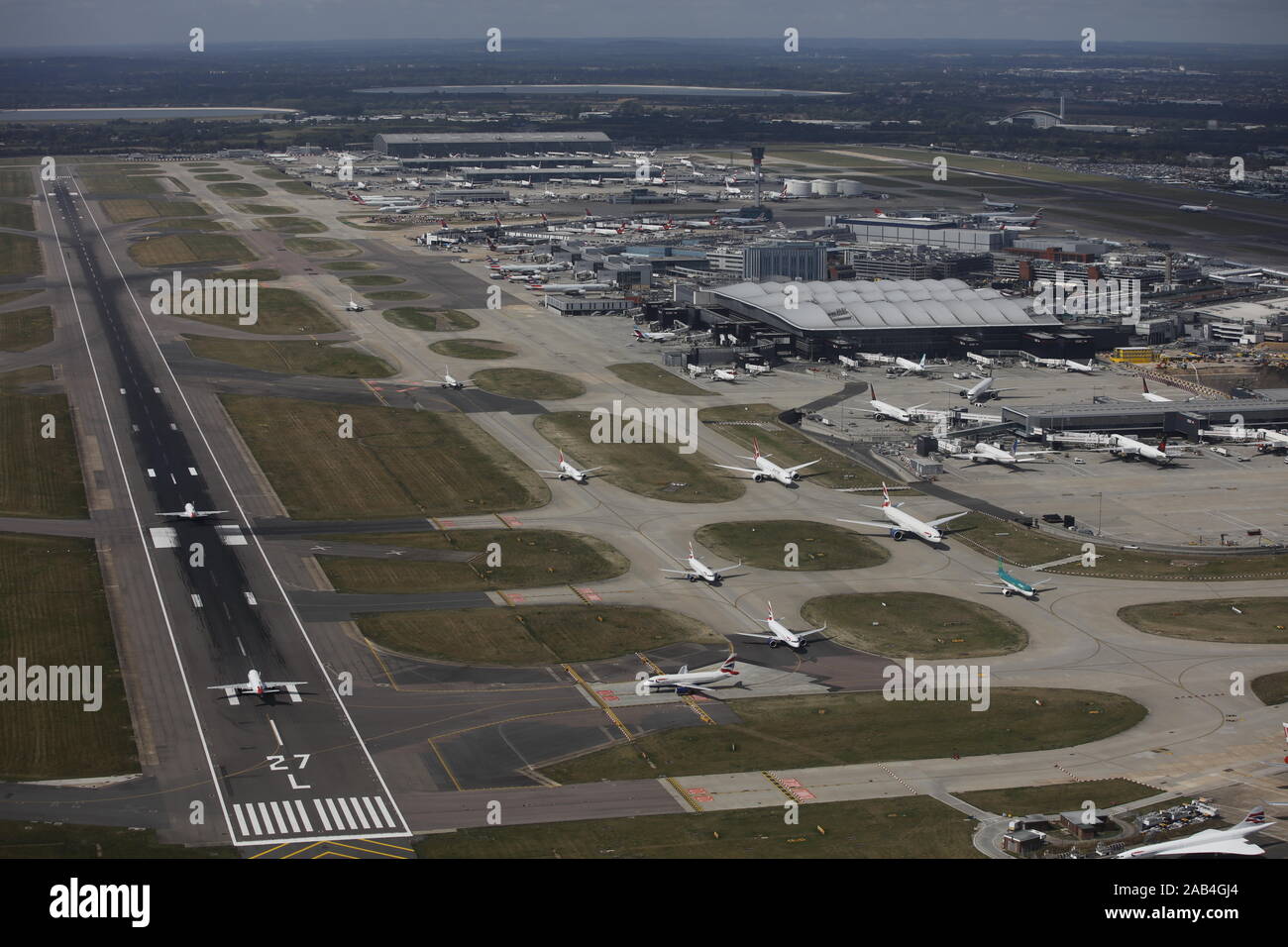 Vista aerea dell'aeroporto di Heathrow Foto Stock
