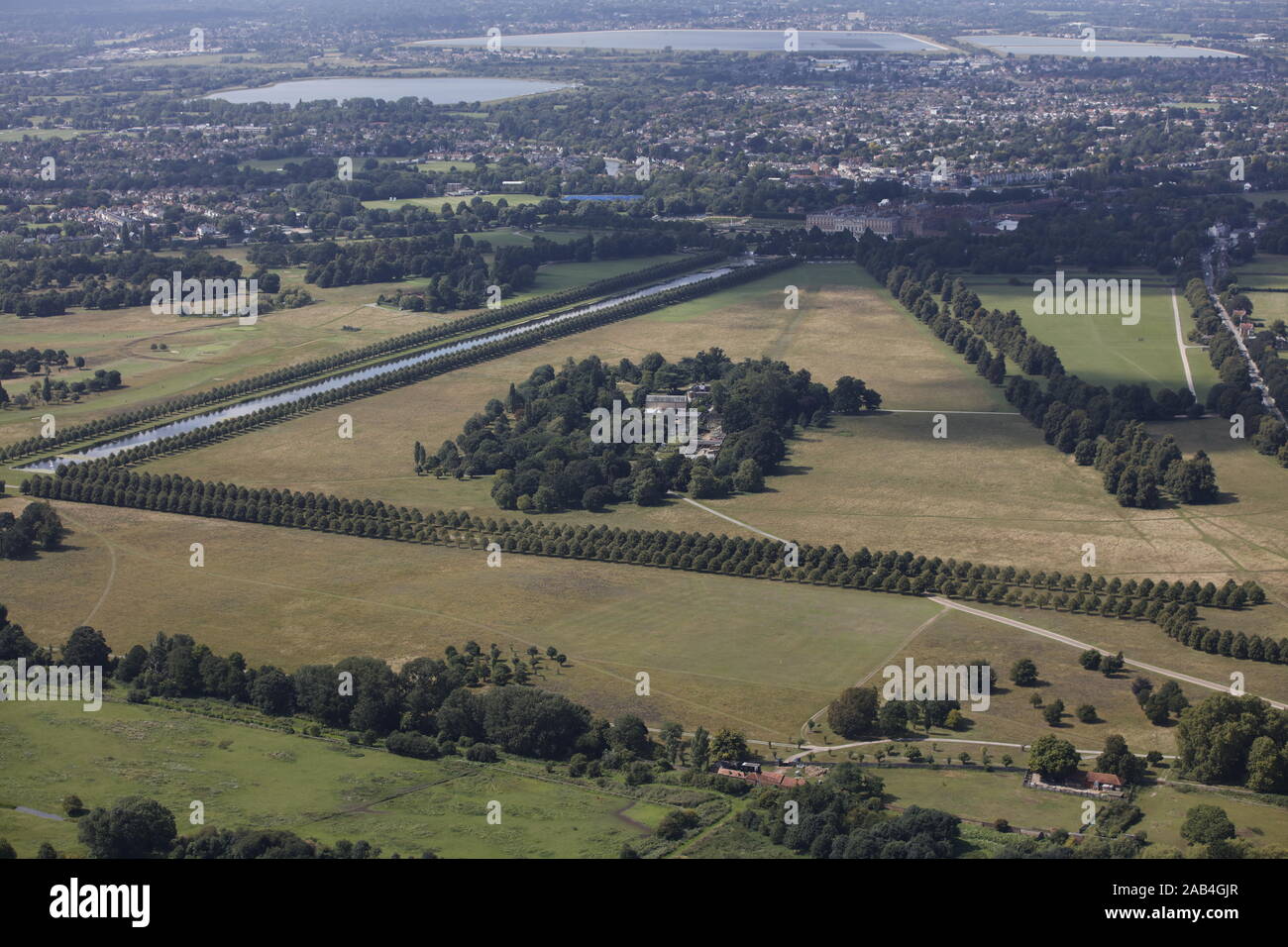 Veduta aerea di Hampton Court Palace, Londra, Regno Unito Foto Stock
