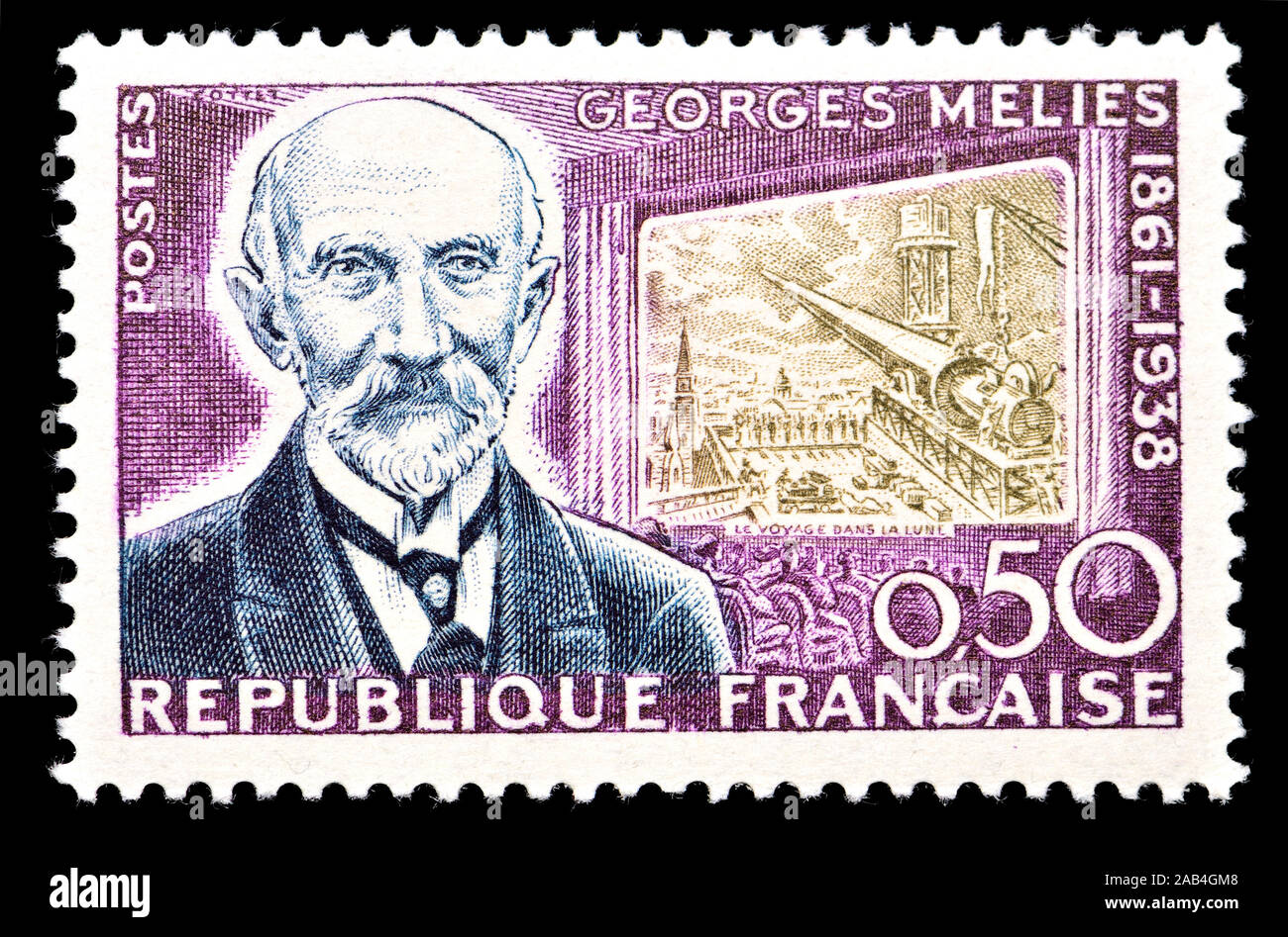 Il francese francobollo (1961) : Marie-Georges-Jean Méliès (1861-1938) francese illusionista e regista - tecnico innovatore nei primissimi giorni di Foto Stock