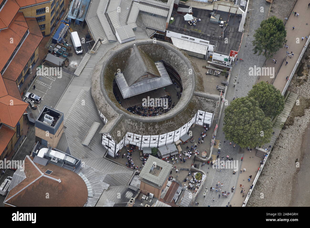 Veduta aerea del Globe di Shakespeare, Londra, Regno Unito Foto Stock