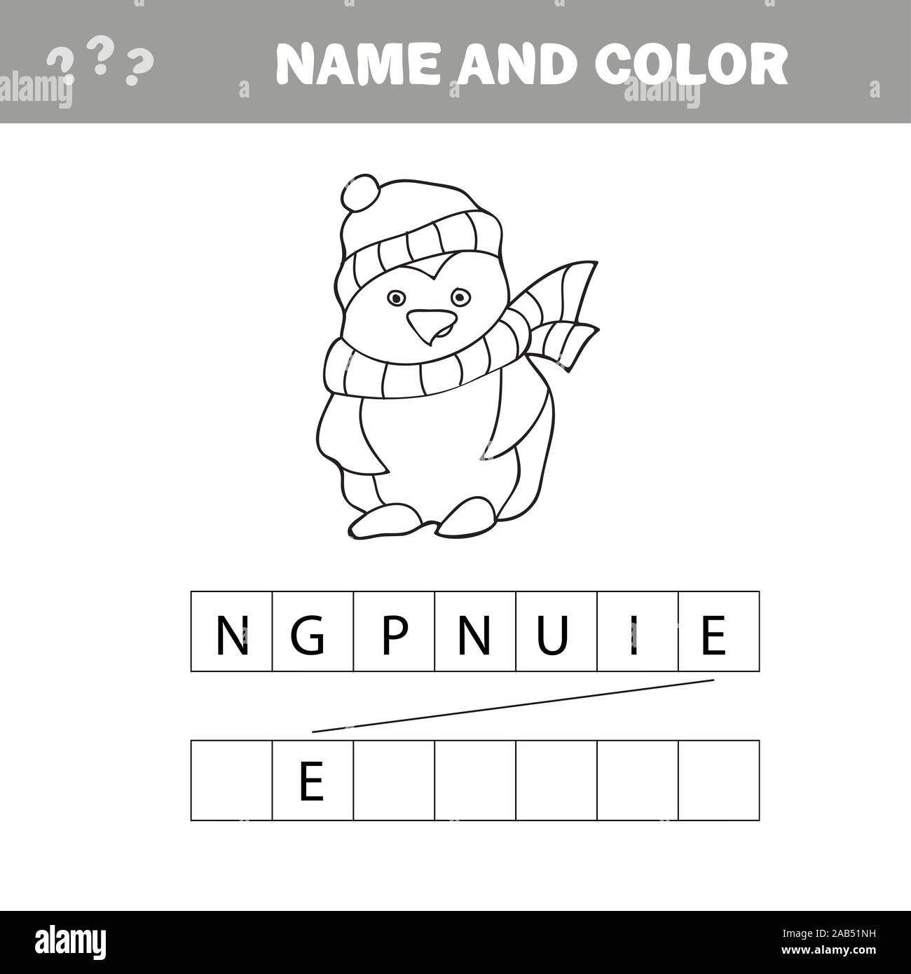 Illustrazione Vettoriale del pinguino cartoon - libro da colorare per i bambini Illustrazione Vettoriale