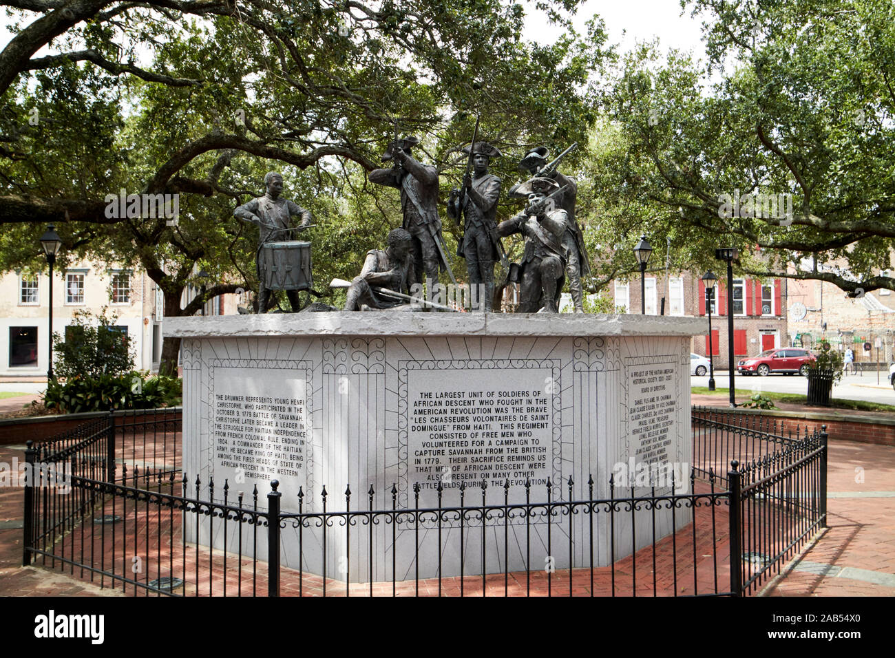 Monumento a Haitian origine africana i soldati che hanno combattuto nella guerra rivoluzionaria franklin square Savannah in Georgia negli Stati Uniti Foto Stock