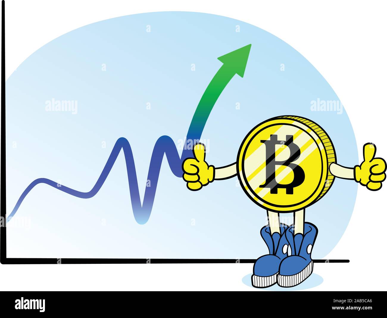 Bitcoin grafico con cartoni animati Illustrazione Vettoriale