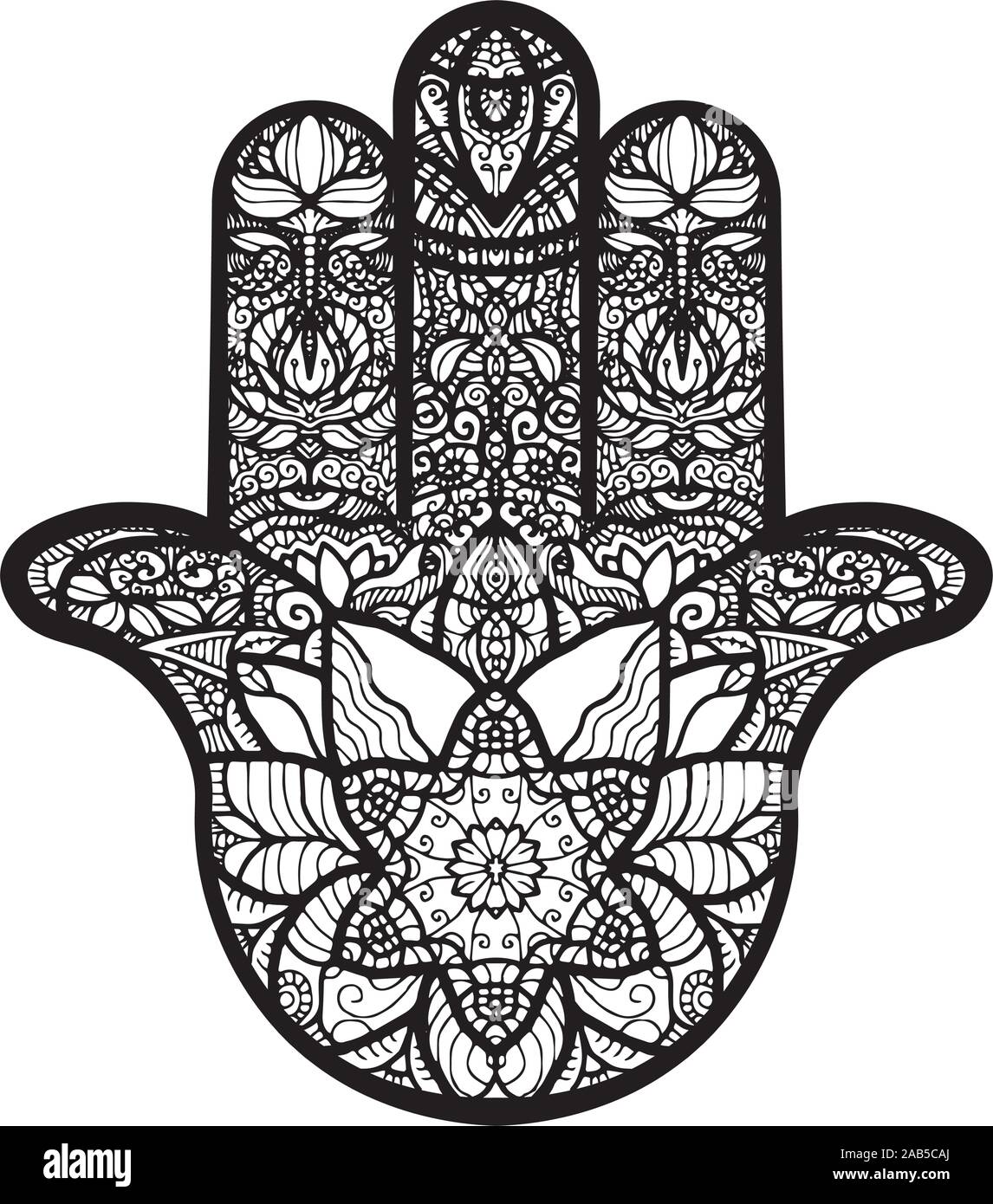Alo Hamsa Khamsa Fatima simbolo Mano Illustrazione Vettoriale