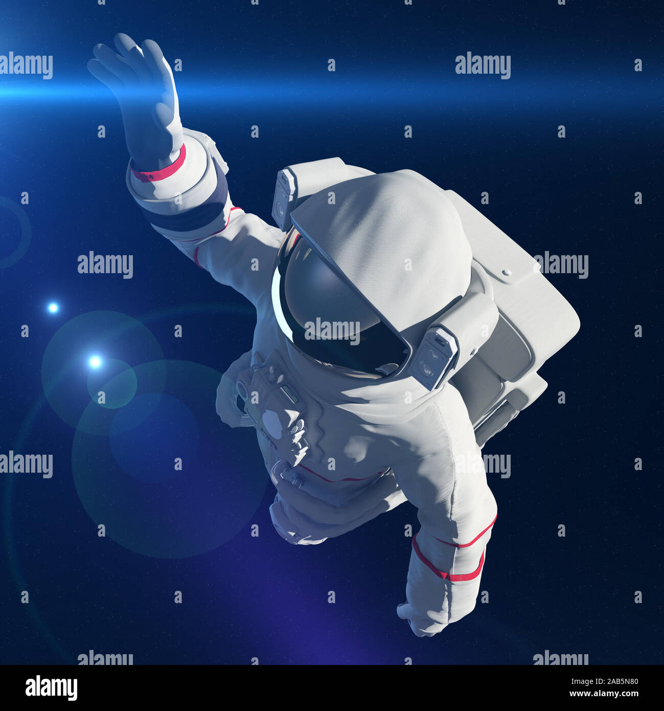 3d reso illustrazione di un astronauta nello spazio Foto Stock