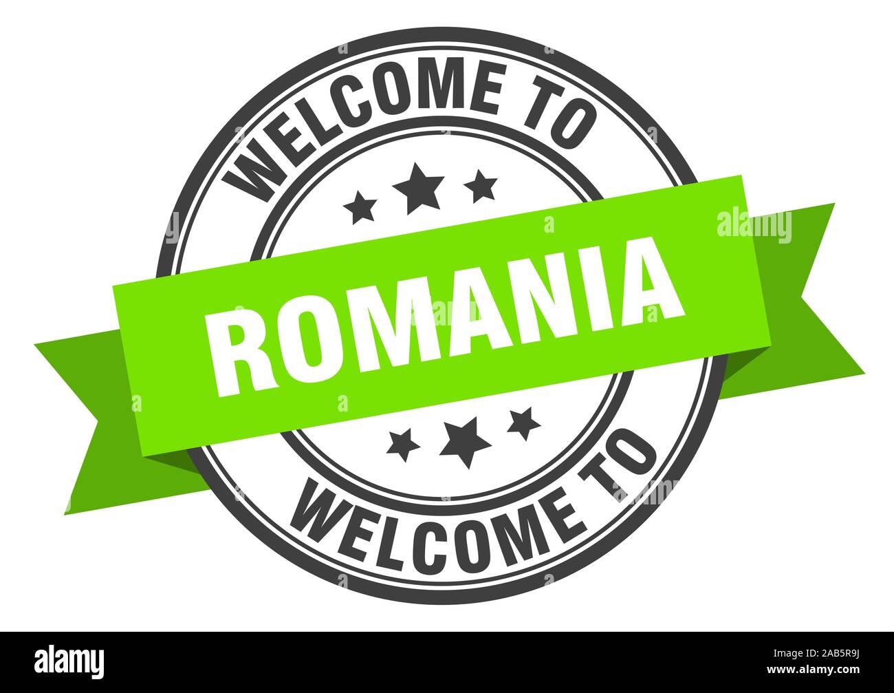 La Romania timbro. Benvenuti in Romania segno verde Illustrazione Vettoriale