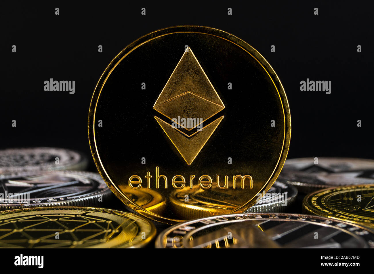 Ethereum è un moderno modo di scambio e di questa moneta crypto è un comodo mezzo di pagamento nel settore finanziario Foto Stock