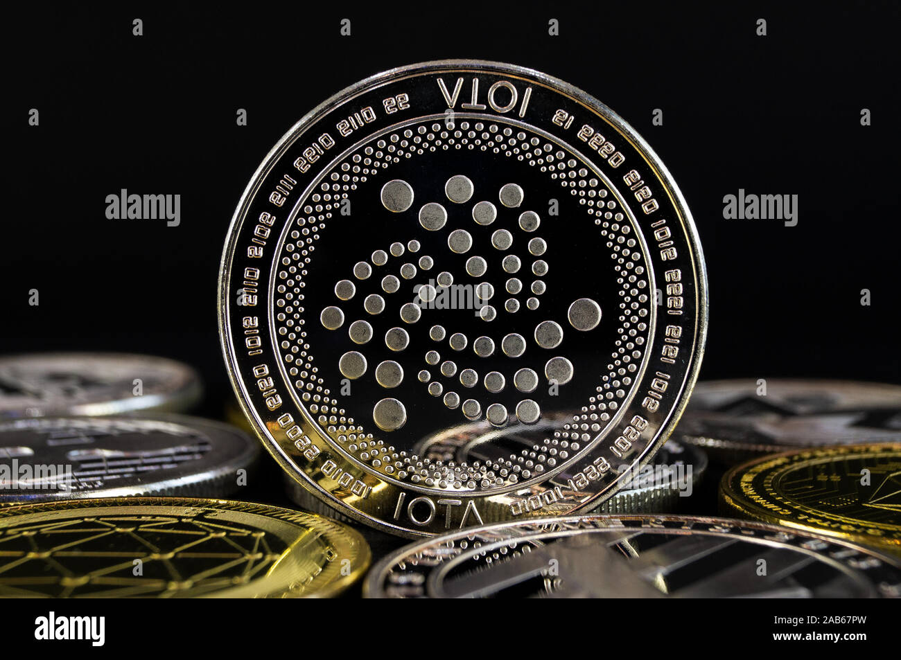 La iota è un moderno modo di scambio e di questa moneta crypto è un comodo mezzo di pagamento Foto Stock