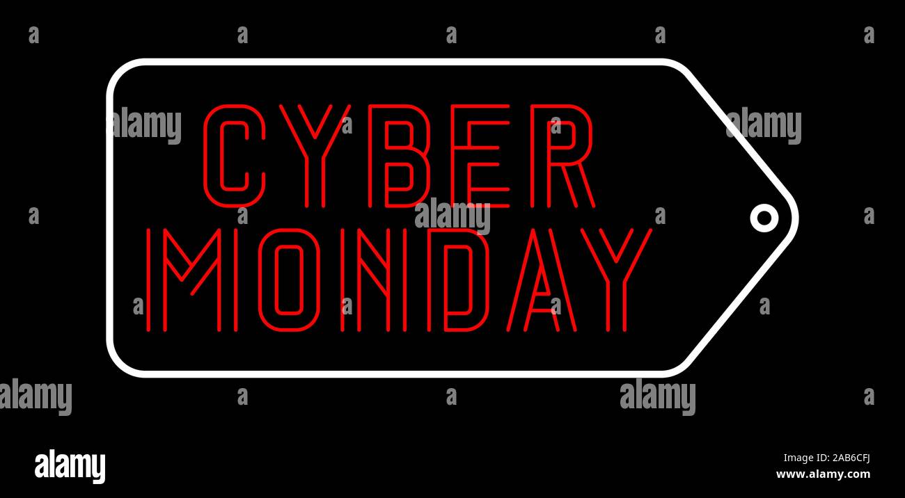 Cyber lunedì vendita Banner Template Design Illustrazione Vettoriale - linee il concetto di font Illustrazione Vettoriale