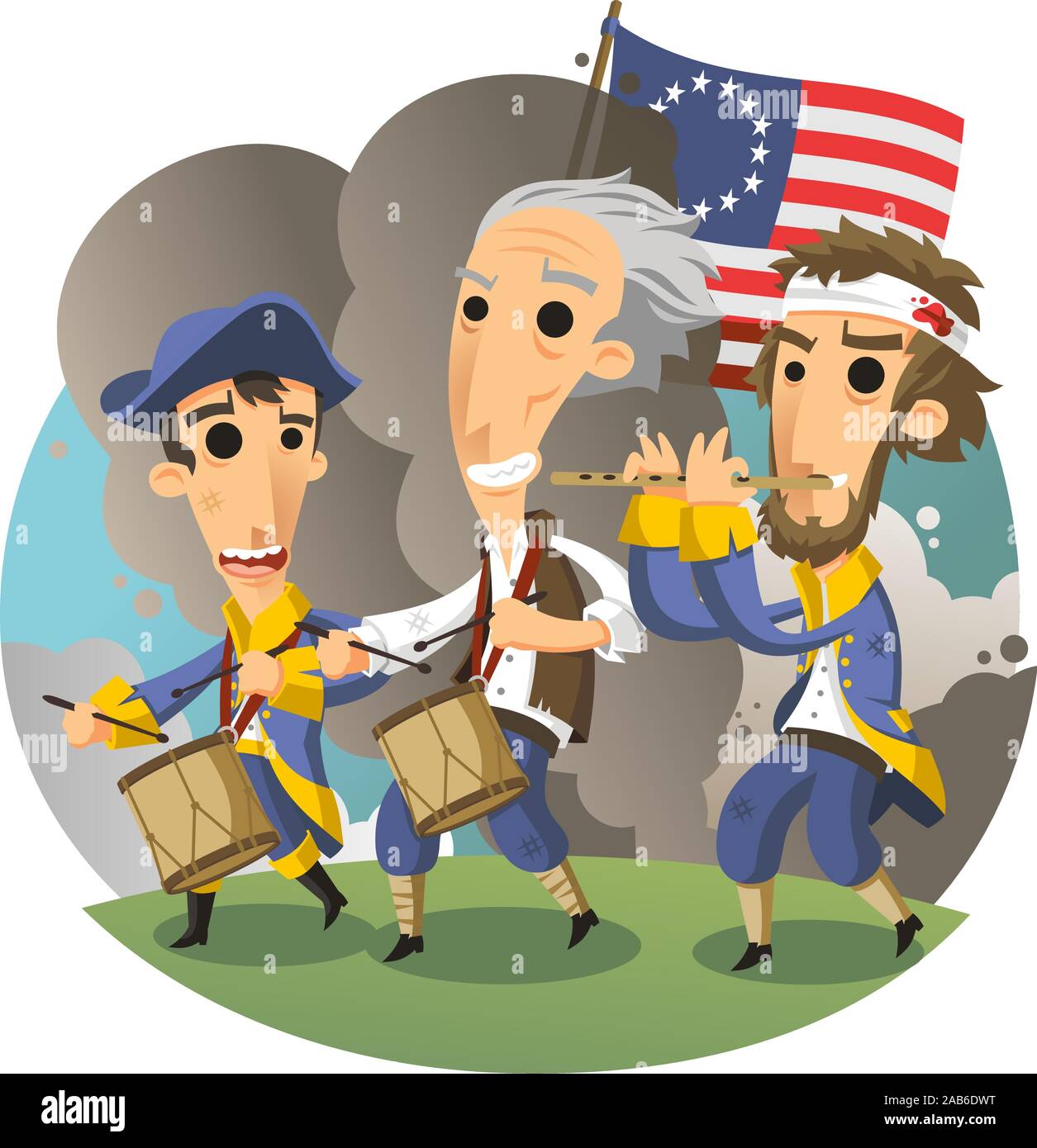 Indipendenza Americana rivoluzione marzo cartoon illustrazione Illustrazione Vettoriale