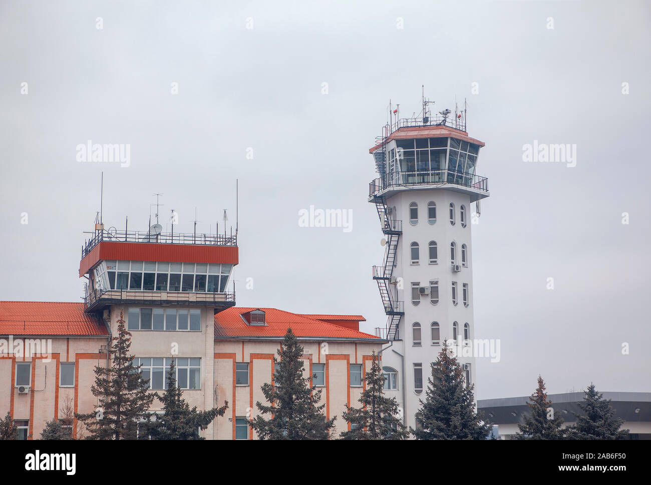 Il controllo del traffico aereo Torre di Chisinau International Airport Foto Stock