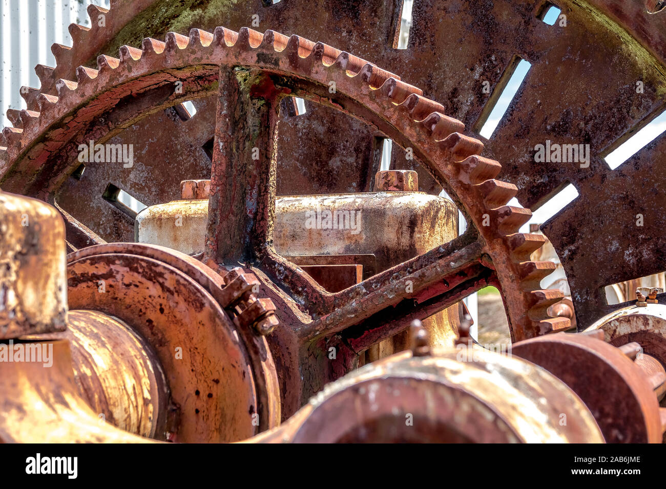 Rusty ruote meccaniche astratta composizione testurizzata Foto Stock